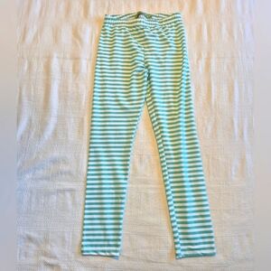 Millie Loves Lily girls size 10 light green and white striped leggings EUC